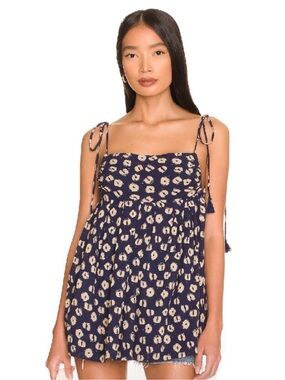 FREE PEOPLE REVOLVE BLUE PRINTED TUNIC